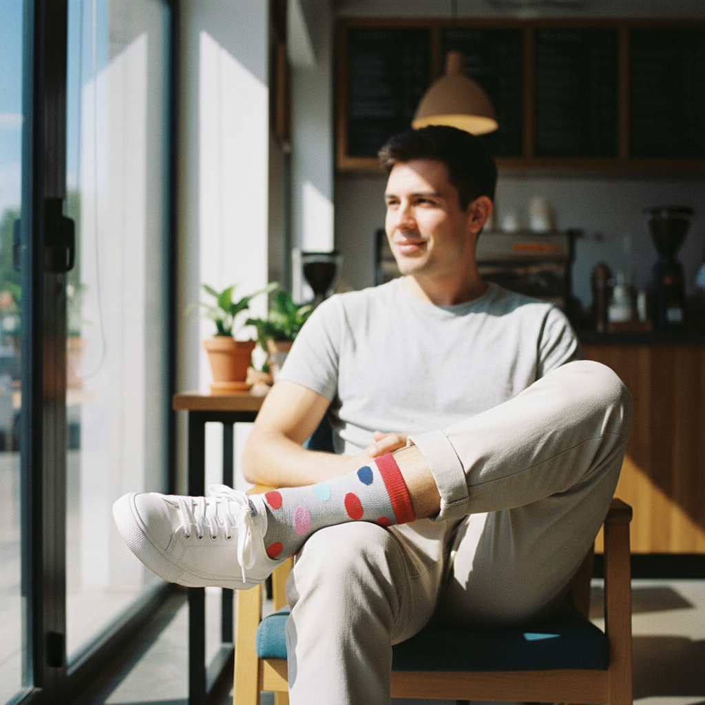 Calcetines Puntos Gris lifestyle hombre café