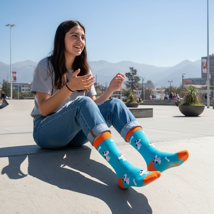 Calcetines Perros y Huesitos - Plaza skate adolescente caña alta