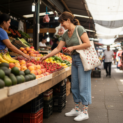 Calcetines Frutillas - Feria de frutas mujer 40s caña alta