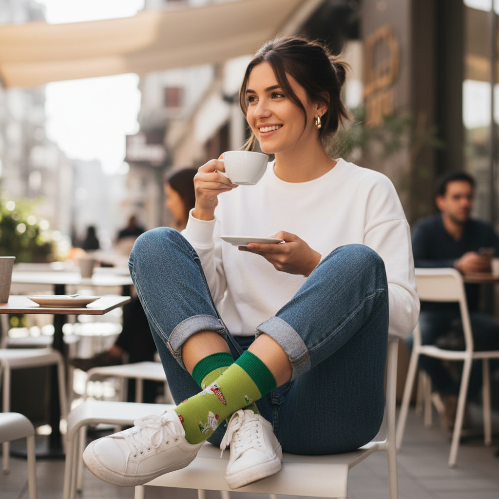 Calcetines Llamas - Café Providencia mujer 20s ABC1 caña alta