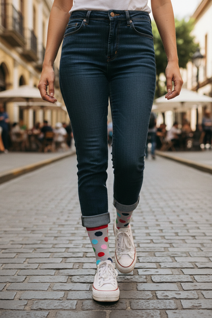 Calcetines Puntos Gris lifestyle mujer calle