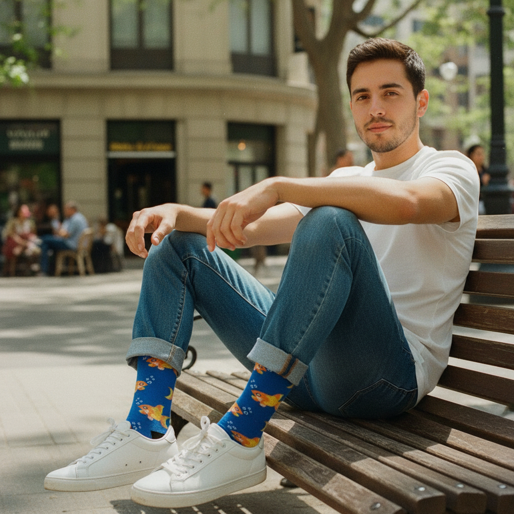 Calcetines Peces Felices lifestyle hombre joven