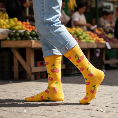 Calcetines Guindas Amarillas - Acción caminando feria femenina caña alta
