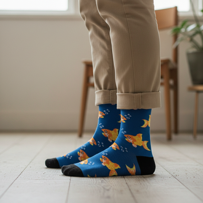 Calcetines Peces Felices close-up masculino