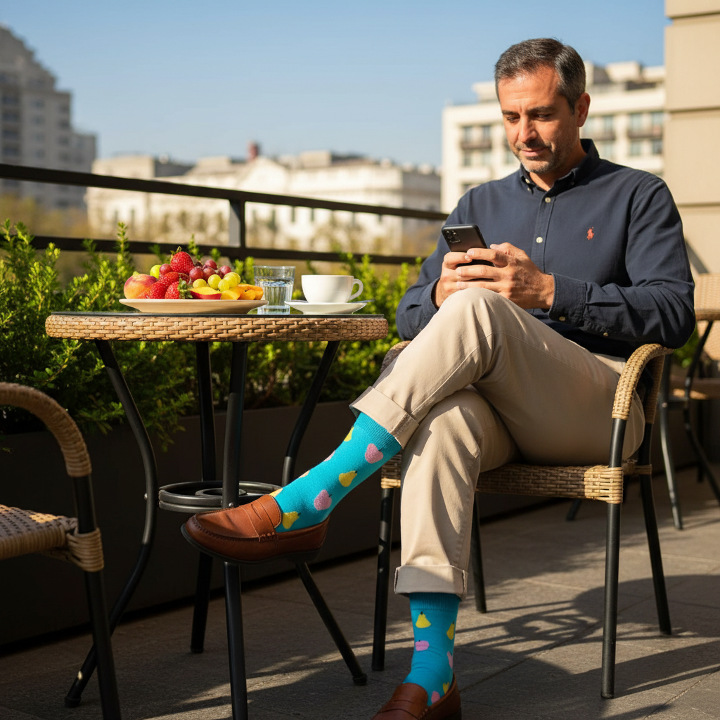 Calcetines Peras - Terraza café hombre 50s caña alta