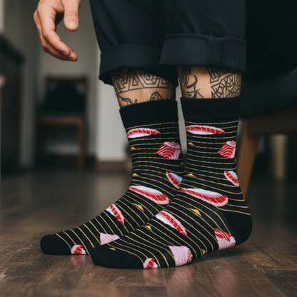 Calcetines Sashimi close-up masculino tatuajes