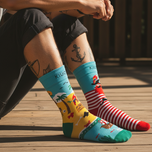 Calcetines Pirata y Loro close-up masculino tatuajes