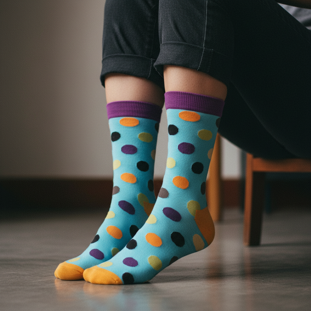 Calcetines Puntos Celeste close-up femenino