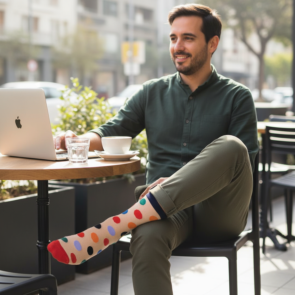 Calcetines Puntos Audaces - Café Vitacura hombre 30s ABC1 caña alta