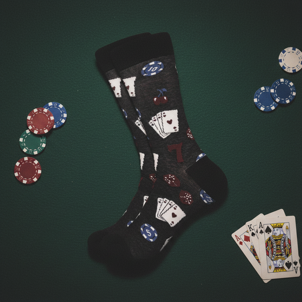 Calcetines Poker flat lay en mesa de póker