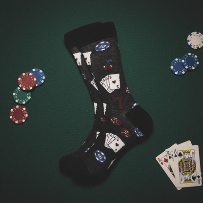 Calcetines Poker flat lay en mesa de póker