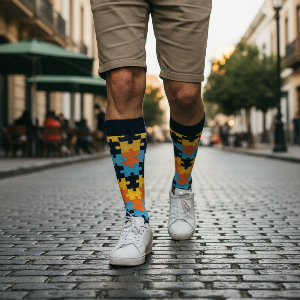 Calcetines Puzzle Amarillo lifestyle hombre Lastarria