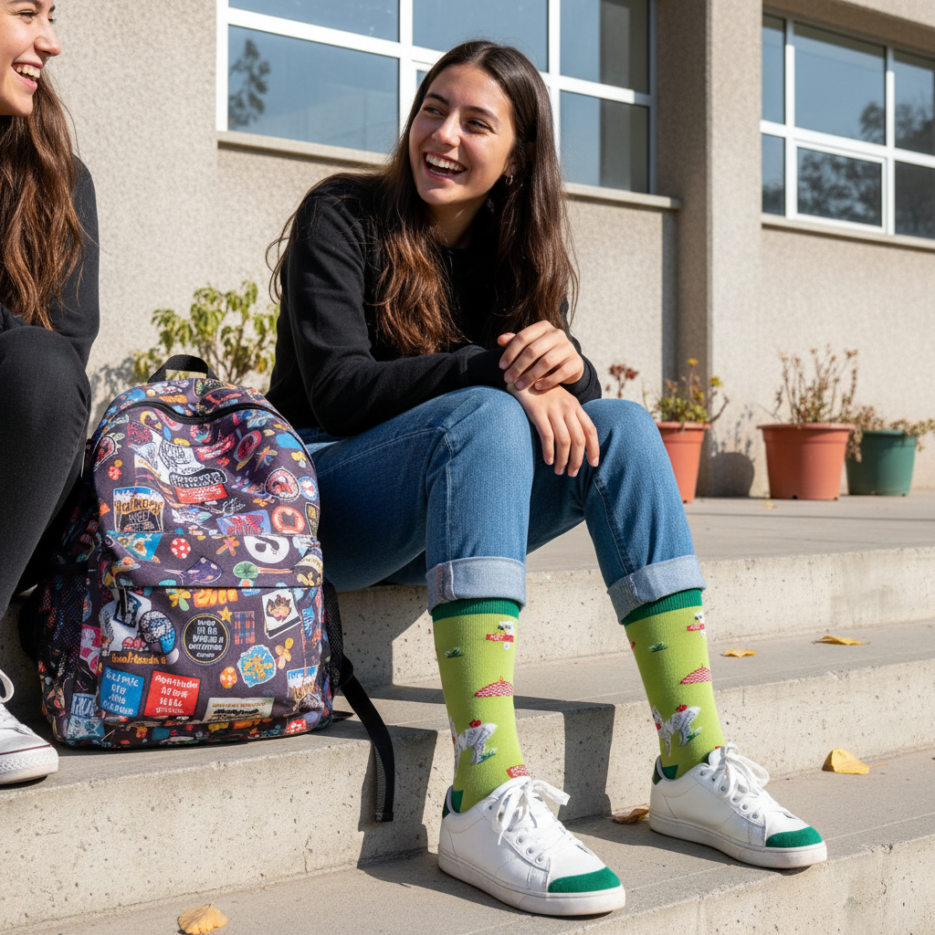 Calcetines Llamas - Colegio adolescente caña alta