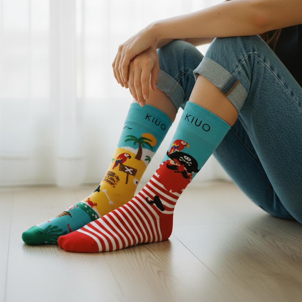 Calcetines Pirata y Loro close-up femenino