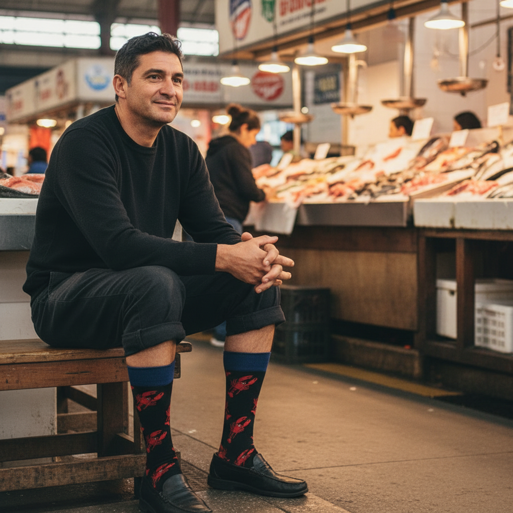 Calcetines Langostas - Mercado Central hombre 50s caña alta