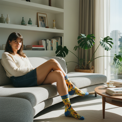 Calcetines Fruto de la Pasión lifestyle mujer sofá