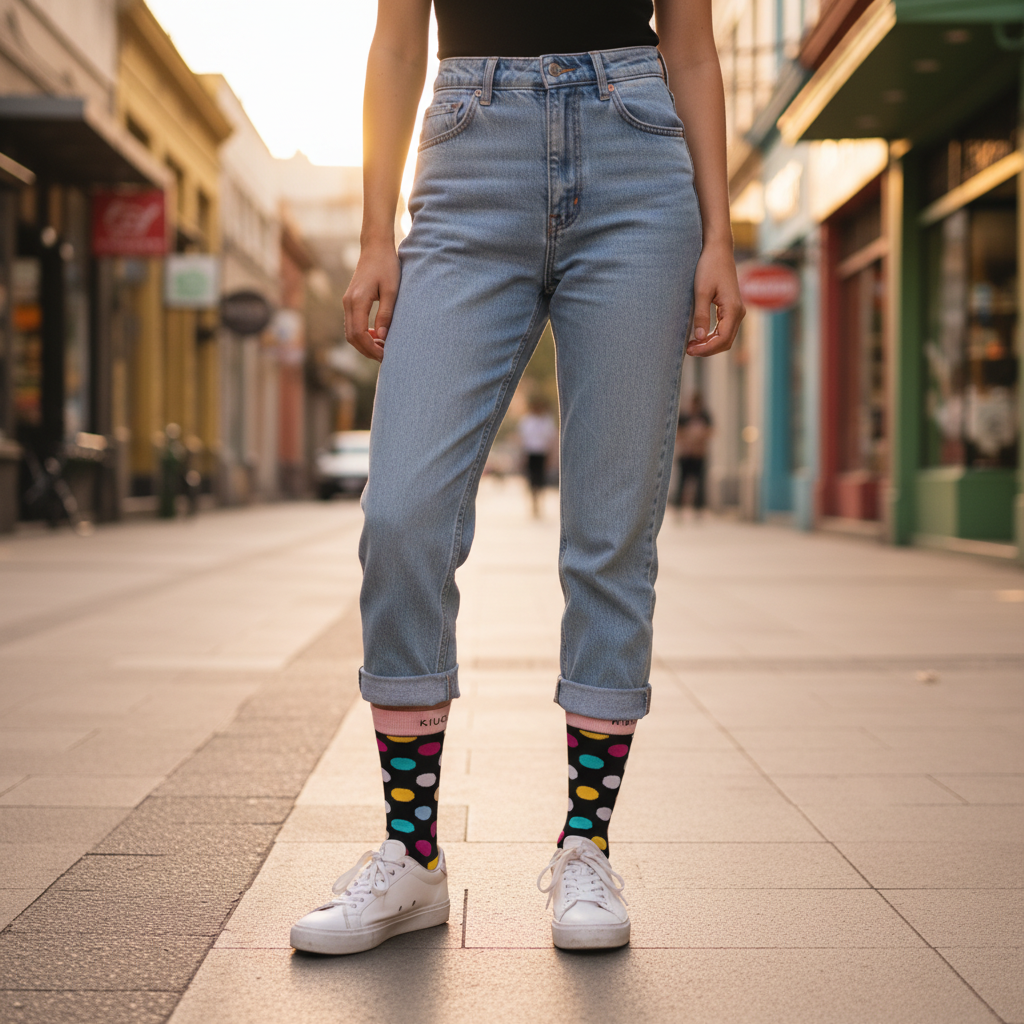 Calcetines KIUO Dots - mujer jeans enrollados Barrio Italia Santiago