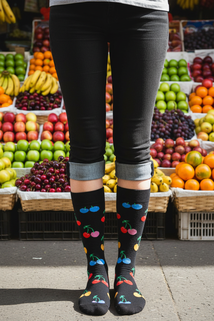 Calcetines Guindas de Colores - Plano general feria de frutas