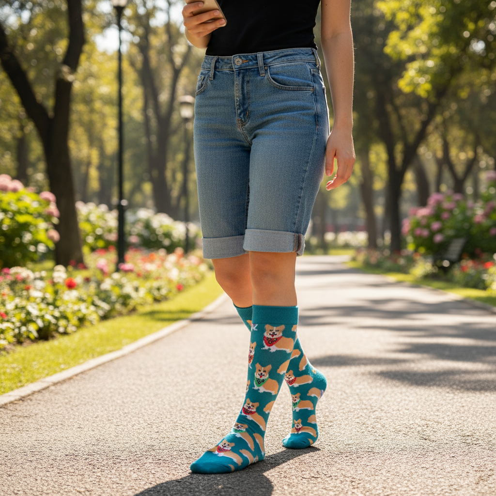 Calcetines Corgi - Acción sendero parque femenina caña alta