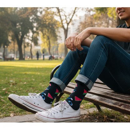 Calcetines KIUO Copas Martini - diseño de copas martini en parque urbano chileno
