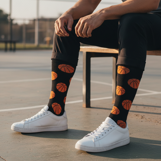 Calcetines KIUO Basquetball - sentado en banca cancha Santiago