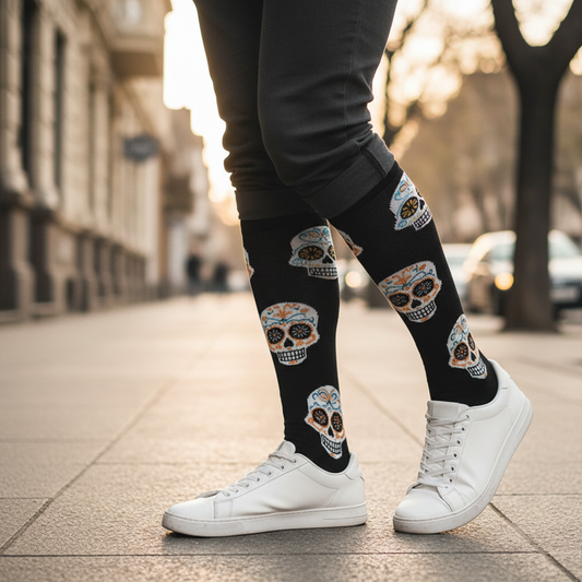Calcetines KIUO Calaveras - caminando en Barrio Italia Santiago