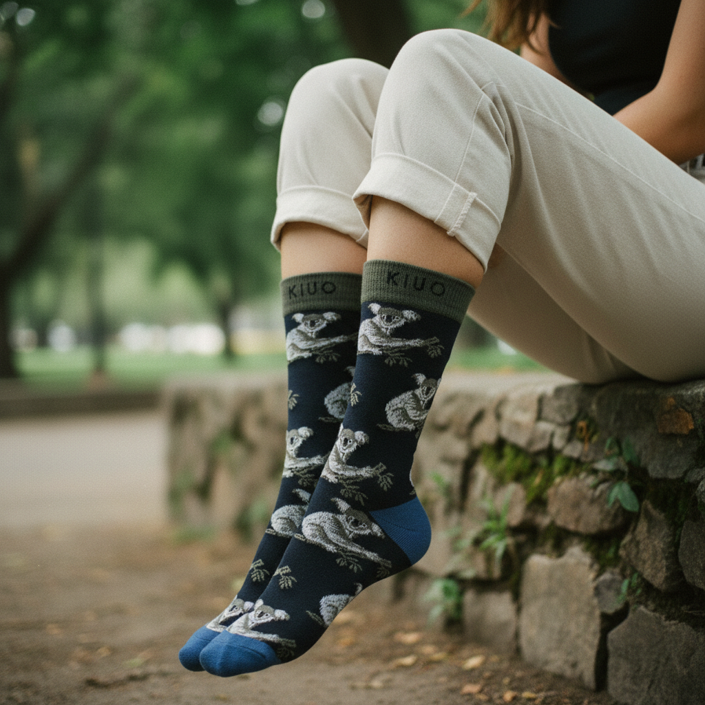 Calcetines Koala close-up femenino parque