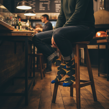 Calcetines Pizza Slice - Plano medio taburete pizza masculino caña alta