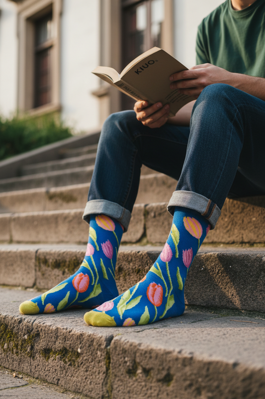 Calcetines Tulipanes - Plano medio escalones Barrio Yungay