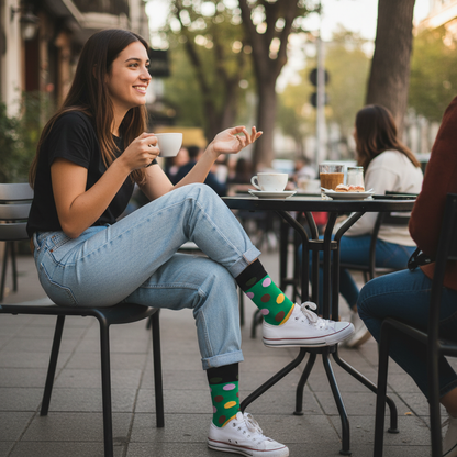 Calcetines Puntos Tricolor - Café terraza femenina caña alta
