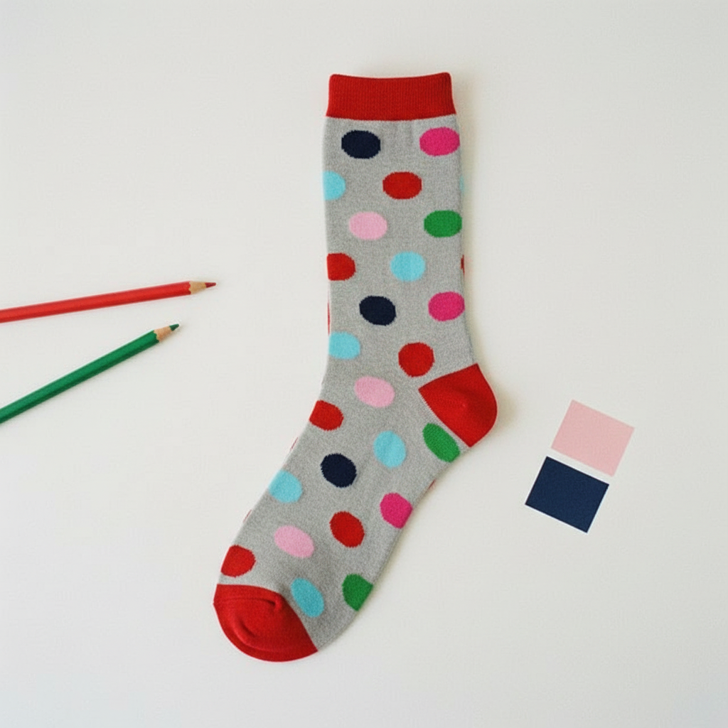 Calcetines Puntos Gris flat lay multicolor