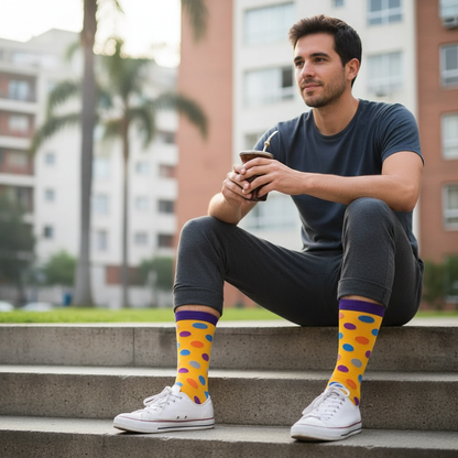 Calcetines Puntos Colores - Escalera edificio hombre 30s mate caña alta