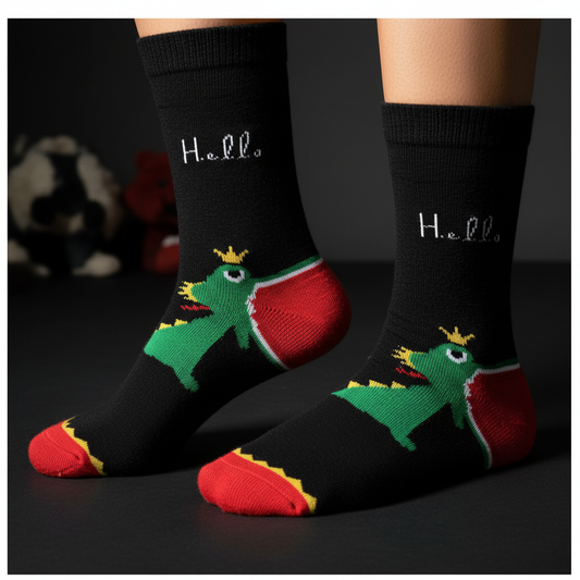 Calcetines KIUO Dragon - macro close up tejido dragon luz dramatica