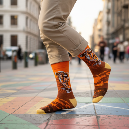 Calcetines KIUO Astronauta en Marte - caminando en vereda urbana Santiago