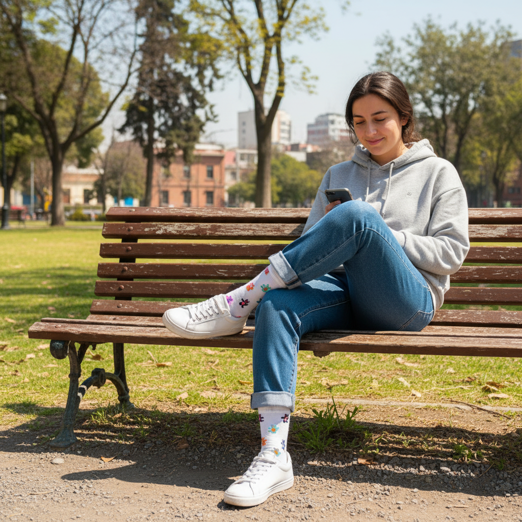 Calcetines KIUO con Ositos - diseño de ositos en parque urbano chileno