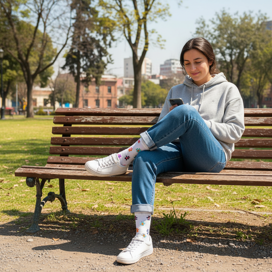 Calcetines KIUO con Ositos - diseño de ositos en parque urbano chileno