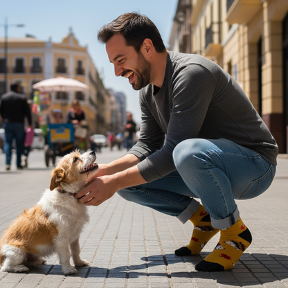 Calcetines Puerco Espin - Agachado con perro hombre 30s caña alta